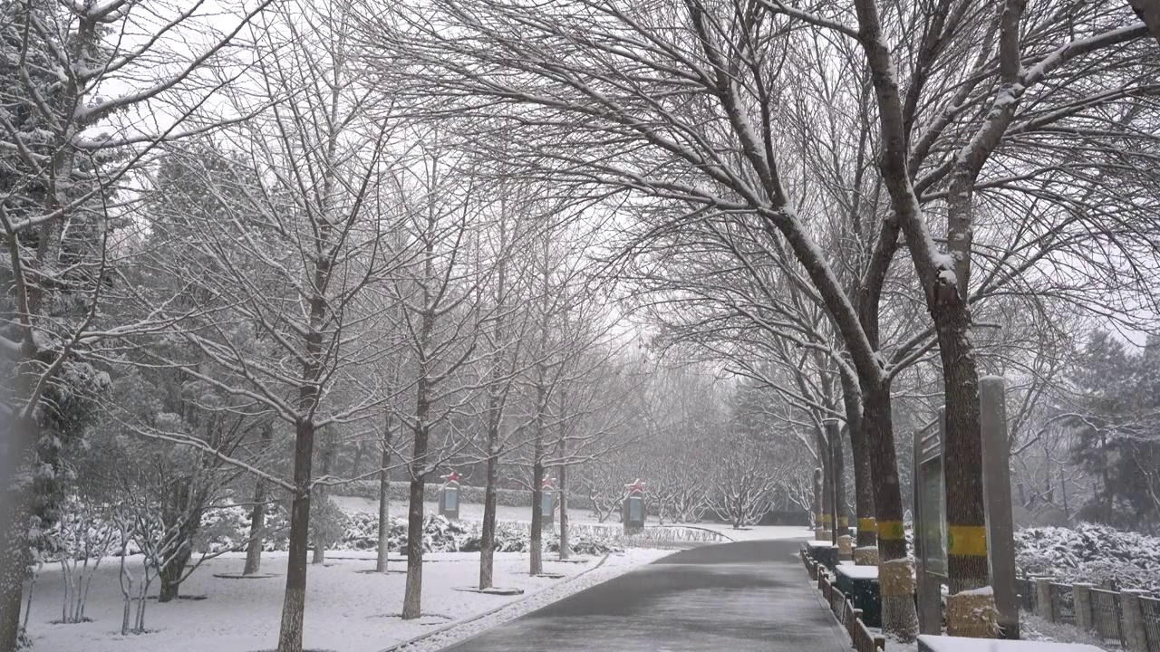 长辛店二七纪念馆雪景视频素材