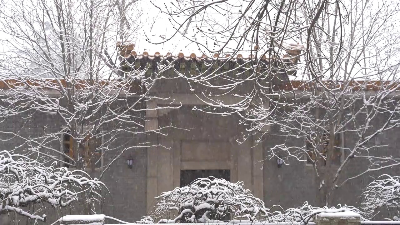 长辛店二七纪念馆雪景视频素材