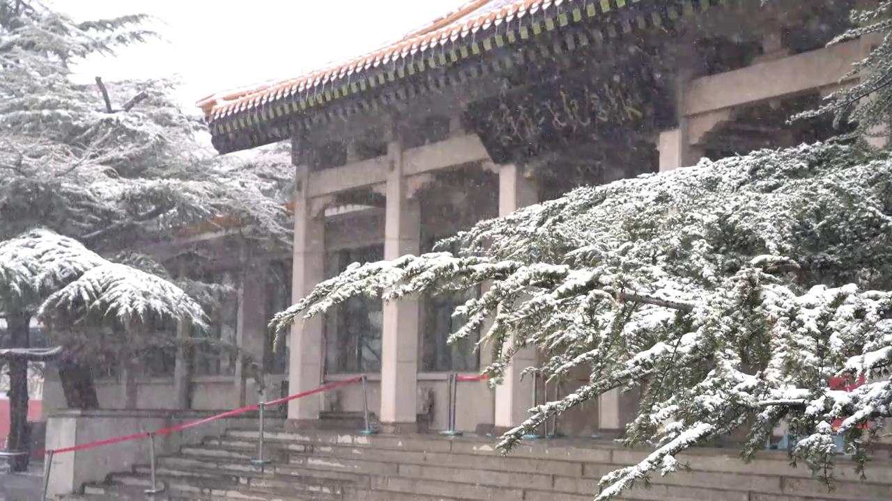 长辛店二七纪念馆雪景视频素材