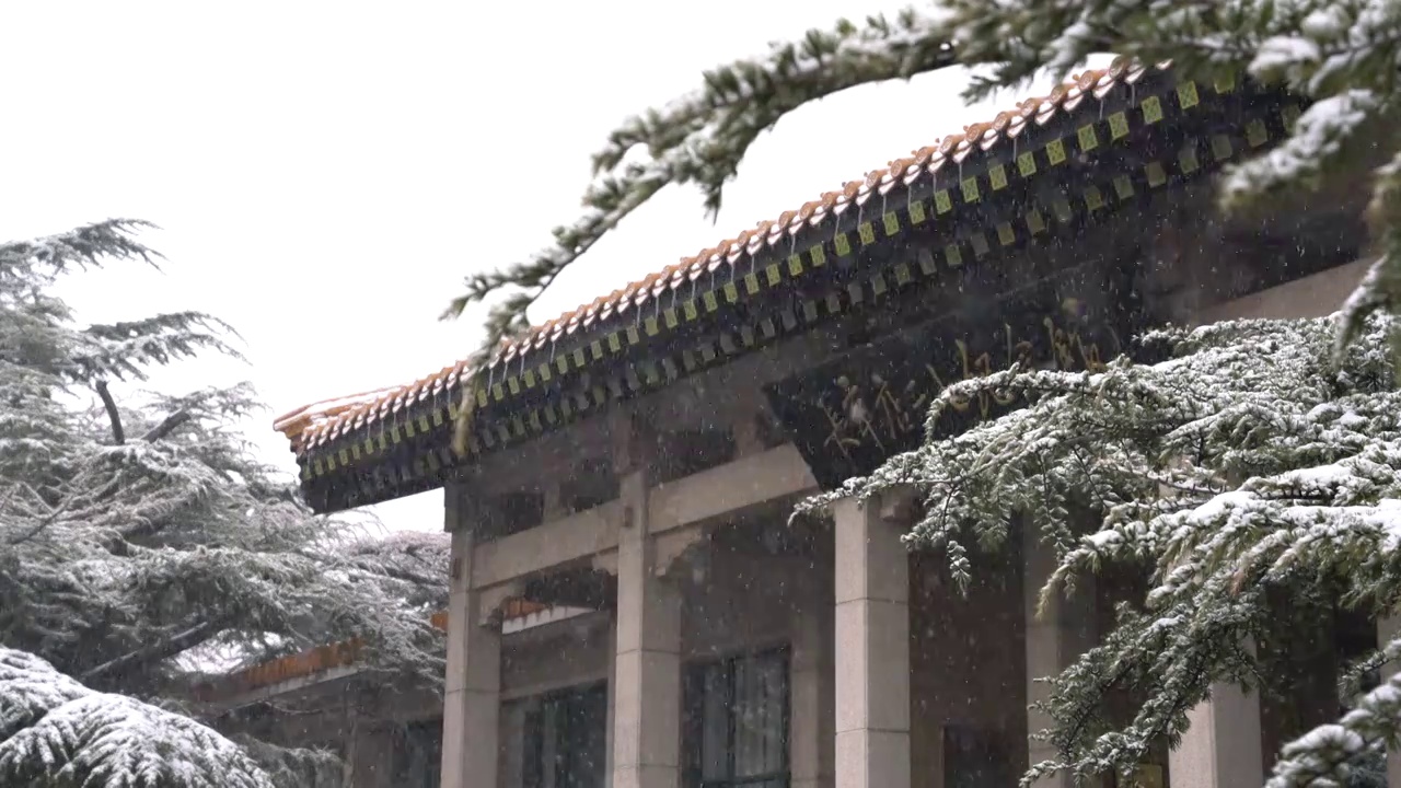 长辛店二七纪念馆雪景视频素材