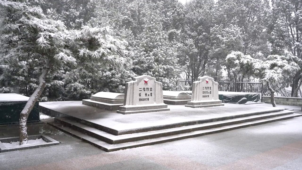 长辛店二七纪念馆雪景视频素材