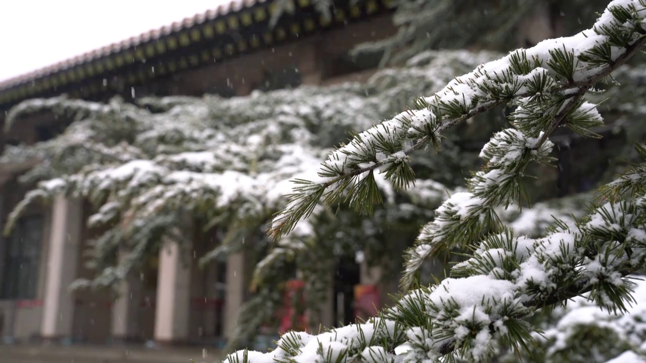 长辛店二七纪念馆雪景视频素材