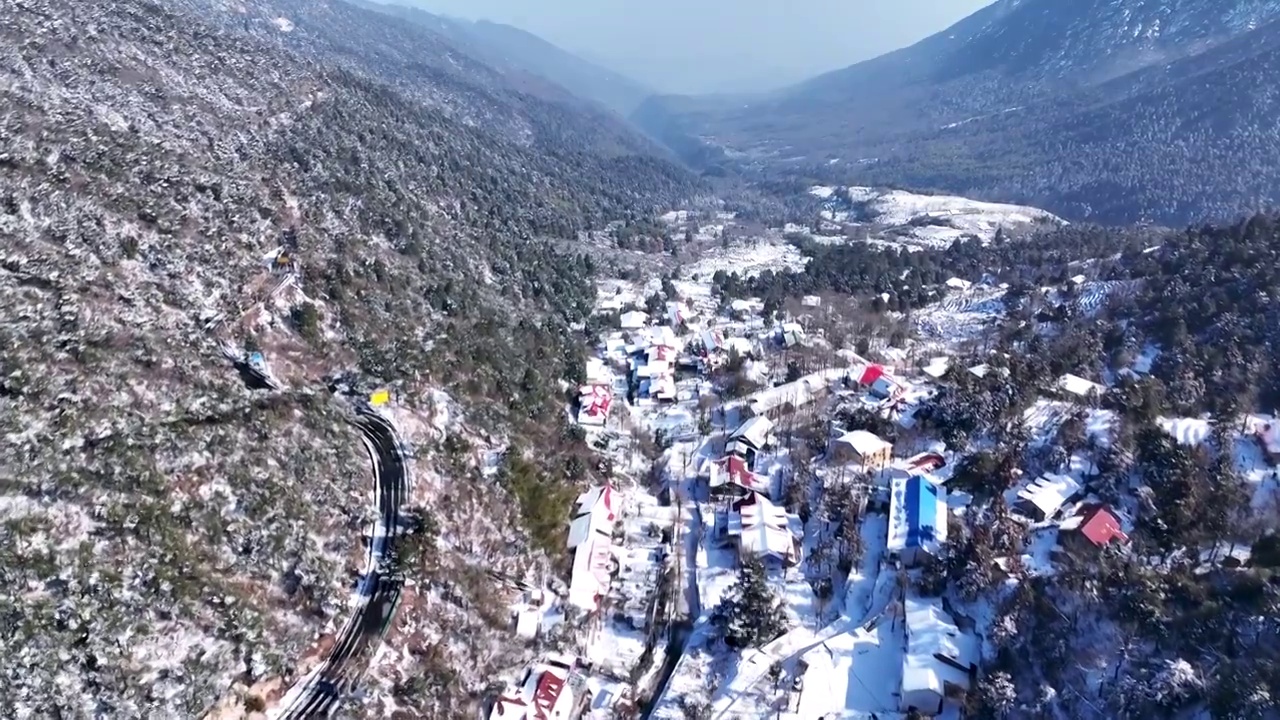 航拍江西九江庐山冬天雪景视频素材