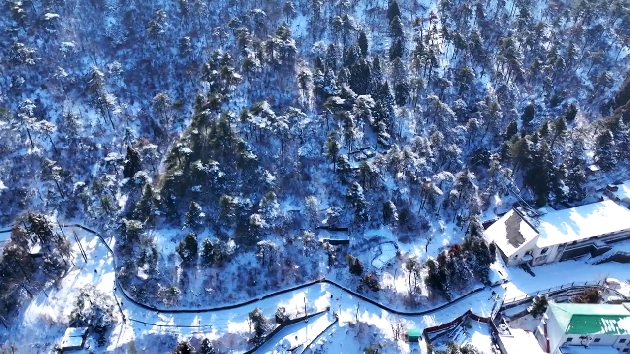 航拍江西九江庐山冬天雪景视频素材