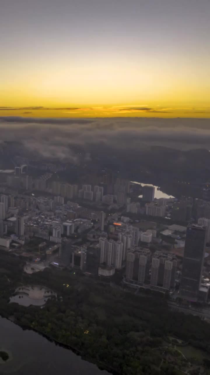 高清竖屏延时航拍南宁城市穿云日出（合集）视频素材