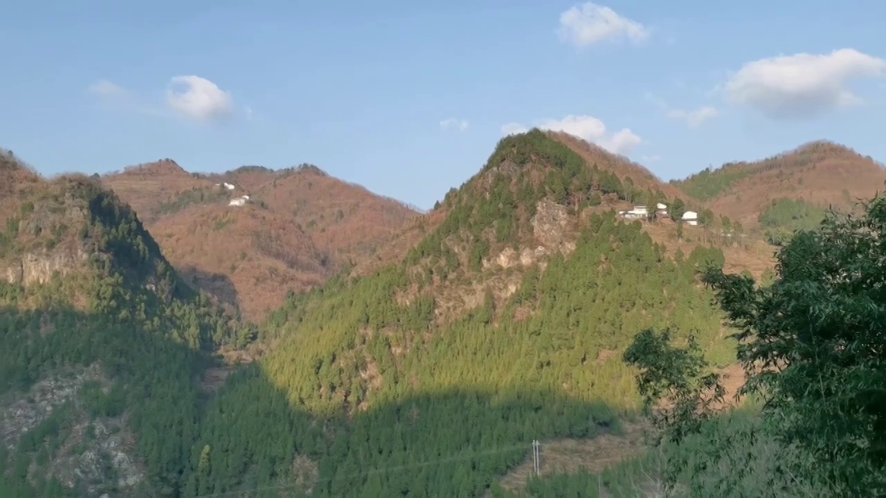 冬天广元市朝天区大滩镇的山区山村风光视频素材