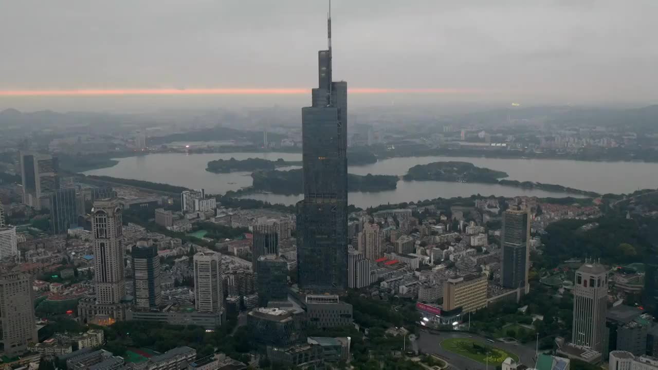 航拍南京紫峰大厦城市建筑风光视频素材