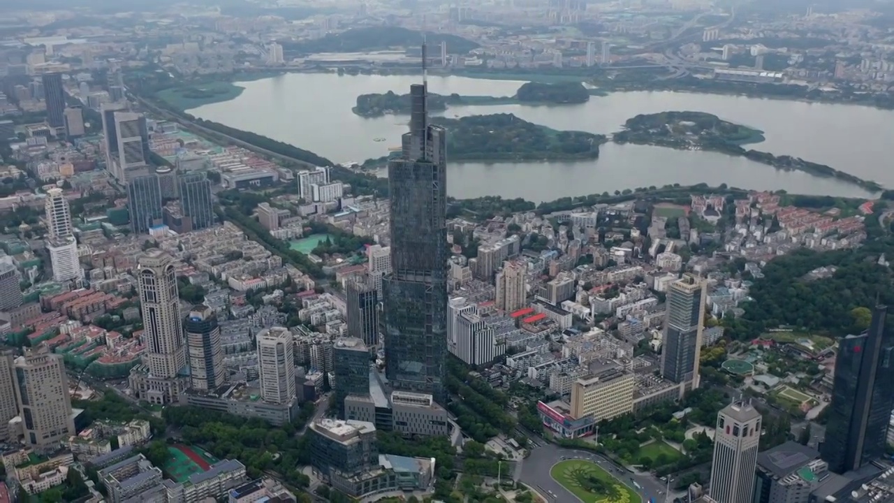 航拍南京紫峰大厦城市建筑风光视频素材