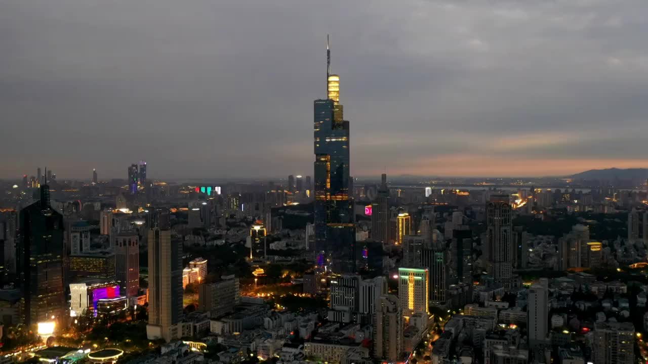 航拍南京紫峰大厦城市建筑风光视频素材