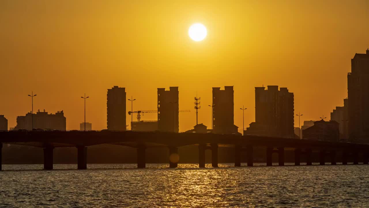 独墅湖日落延时视频素材