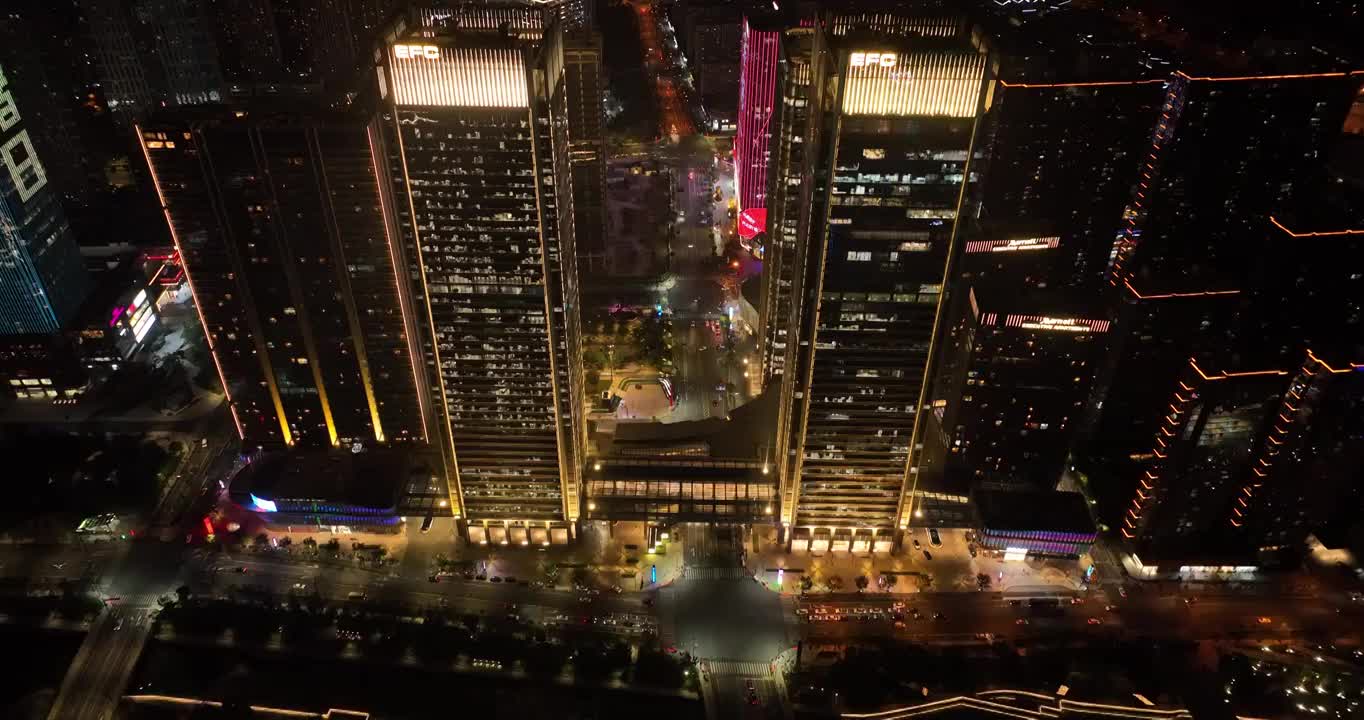 航拍杭州未来科技城繁华夜景视频素材