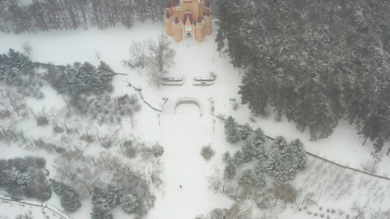 哈尔滨大雪纷飞雪景航拍视频素材