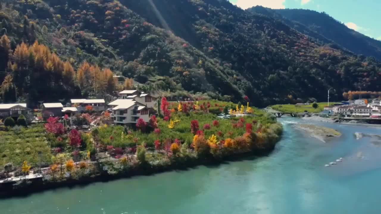 航拍四川阿坝州秋景视频素材