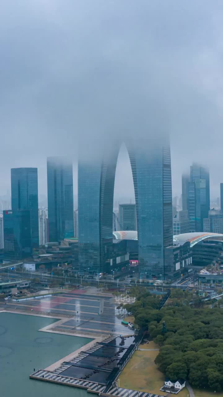 苏州园区雨后航拍延时视频素材