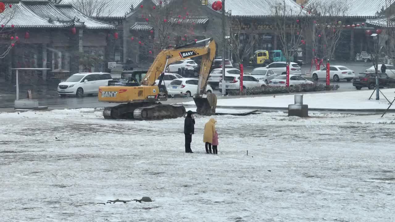 下雪天古街道场景视频素材