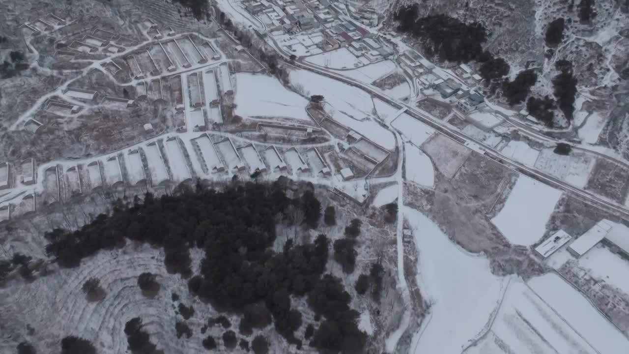 航拍冬季北京箭扣长城雪景视频素材