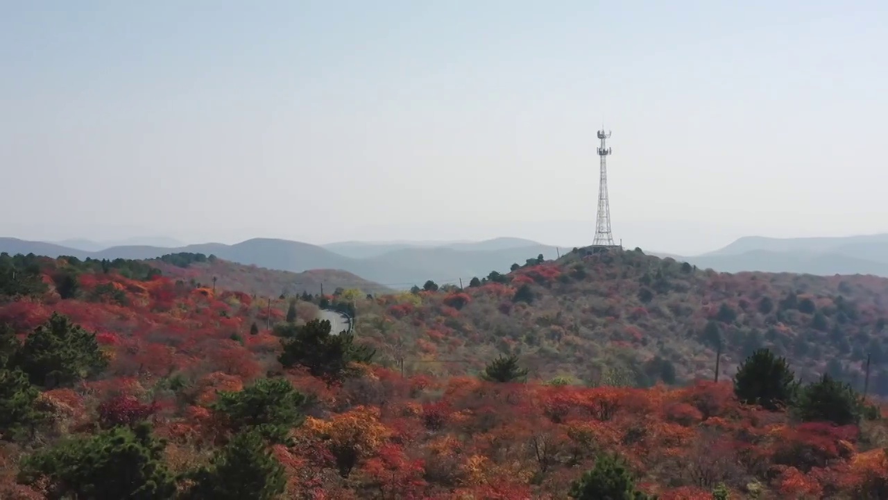 亚洲中国太行山焦作窄门峡谷秋天红叶景象航拍视频素材