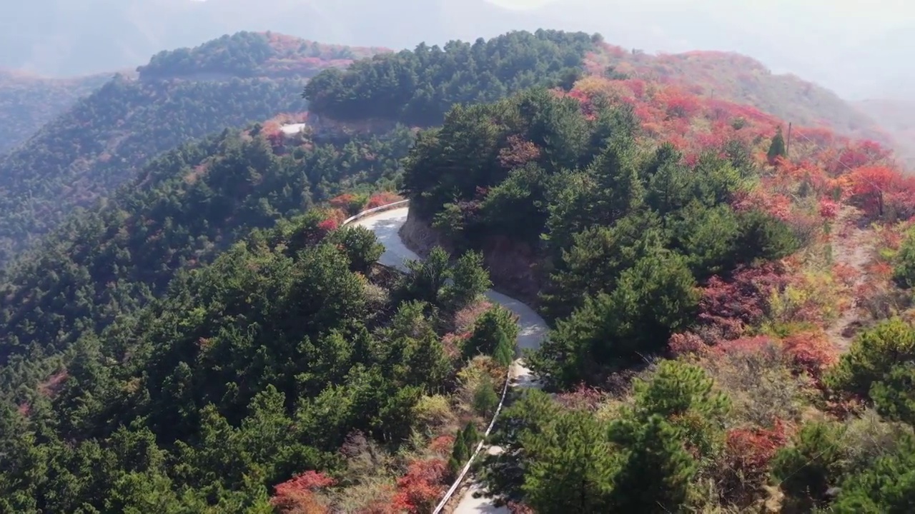 亚洲中国太行山焦作窄门峡谷秋天红叶景象航拍视频素材