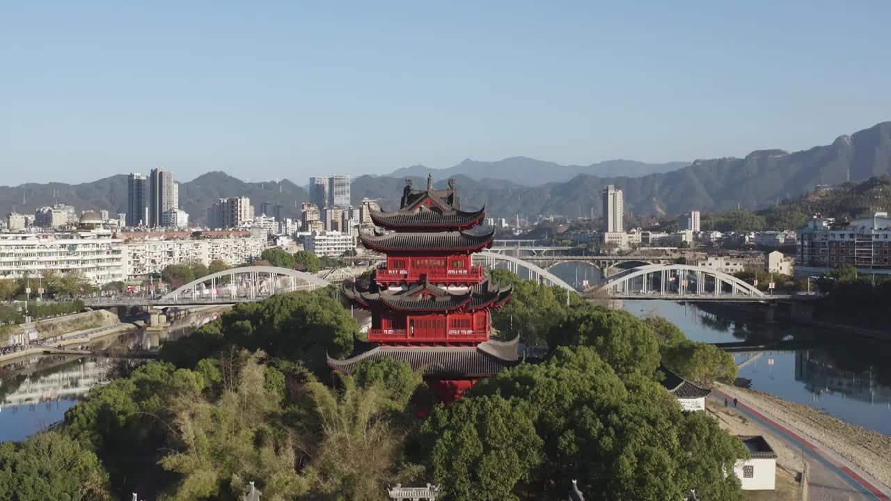 浙江龙泉市留槎洲风光视频素材