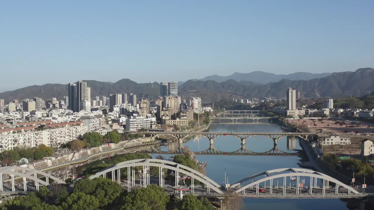 浙江龙泉市城市风光视频素材