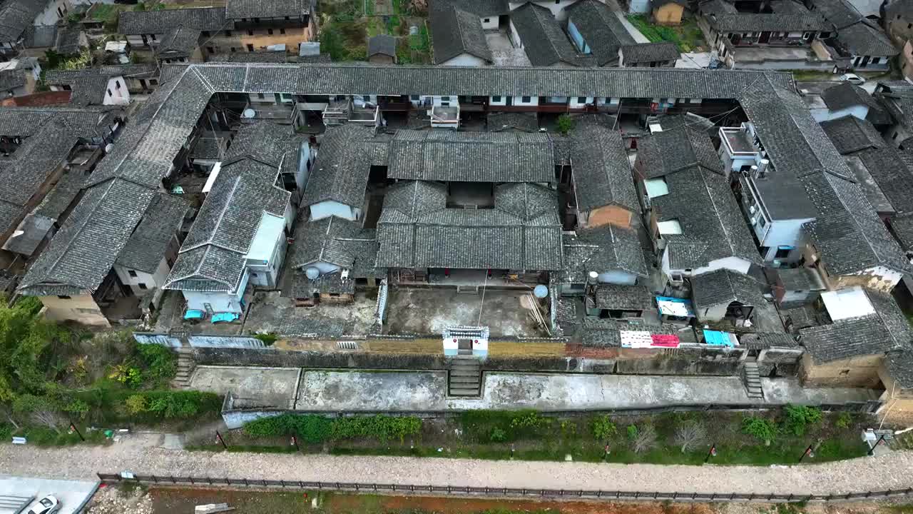 航拍客家土楼建筑滋树堂视频素材