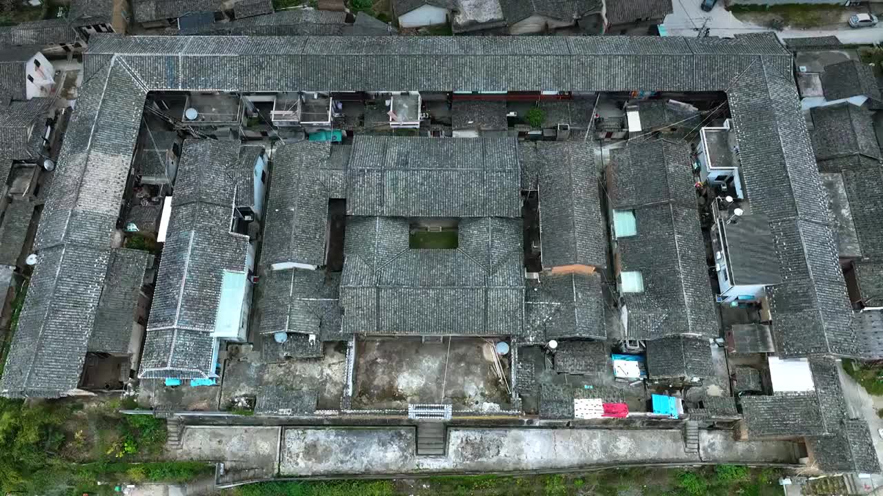 航拍客家土楼建筑滋树堂视频素材