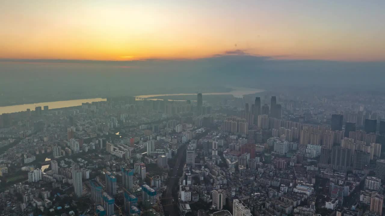 航拍海口日出都市风光视频素材