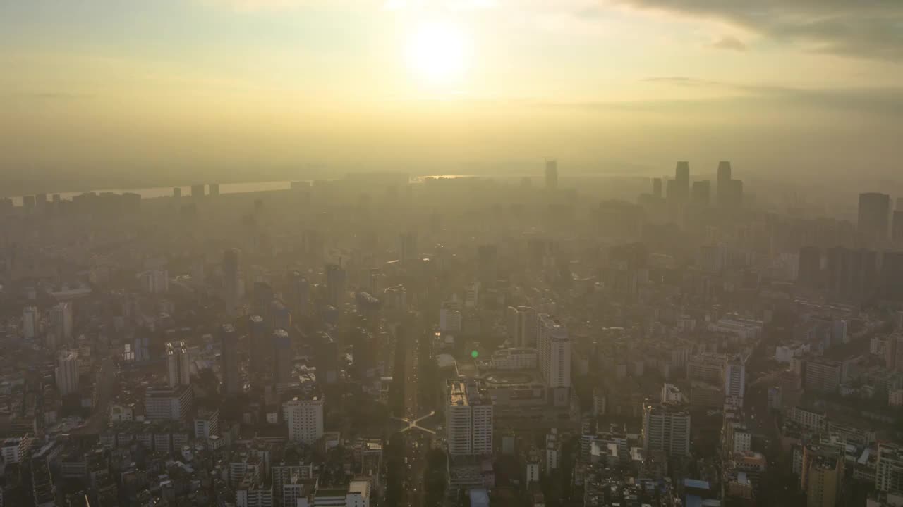 航拍海口都市日出风光视频素材