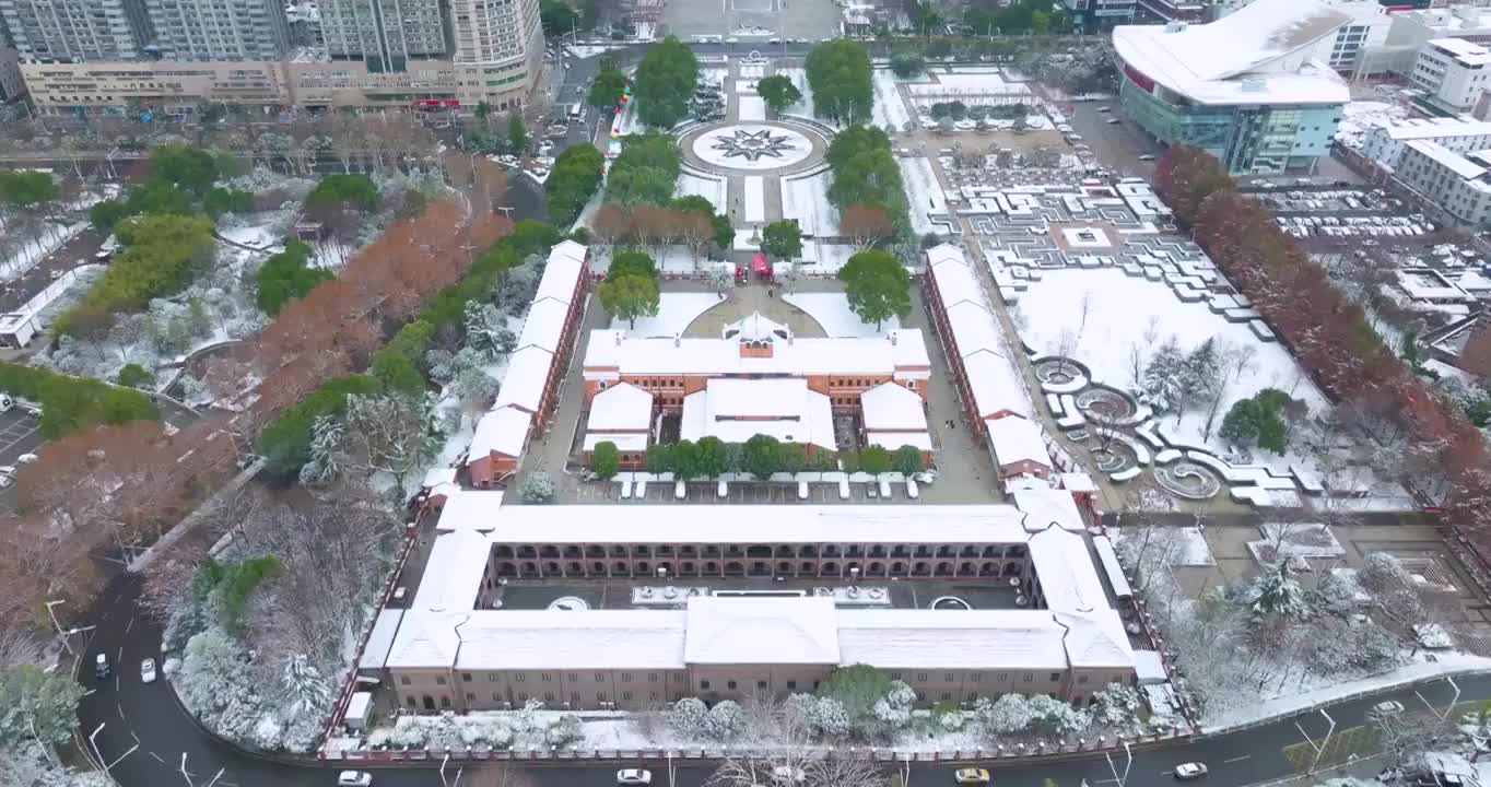 武汉黄鹤楼公园冬季雪景风光视频素材