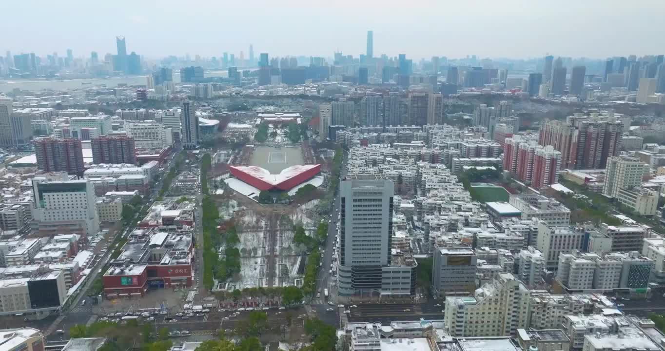 武汉黄鹤楼公园冬季雪景风光视频素材