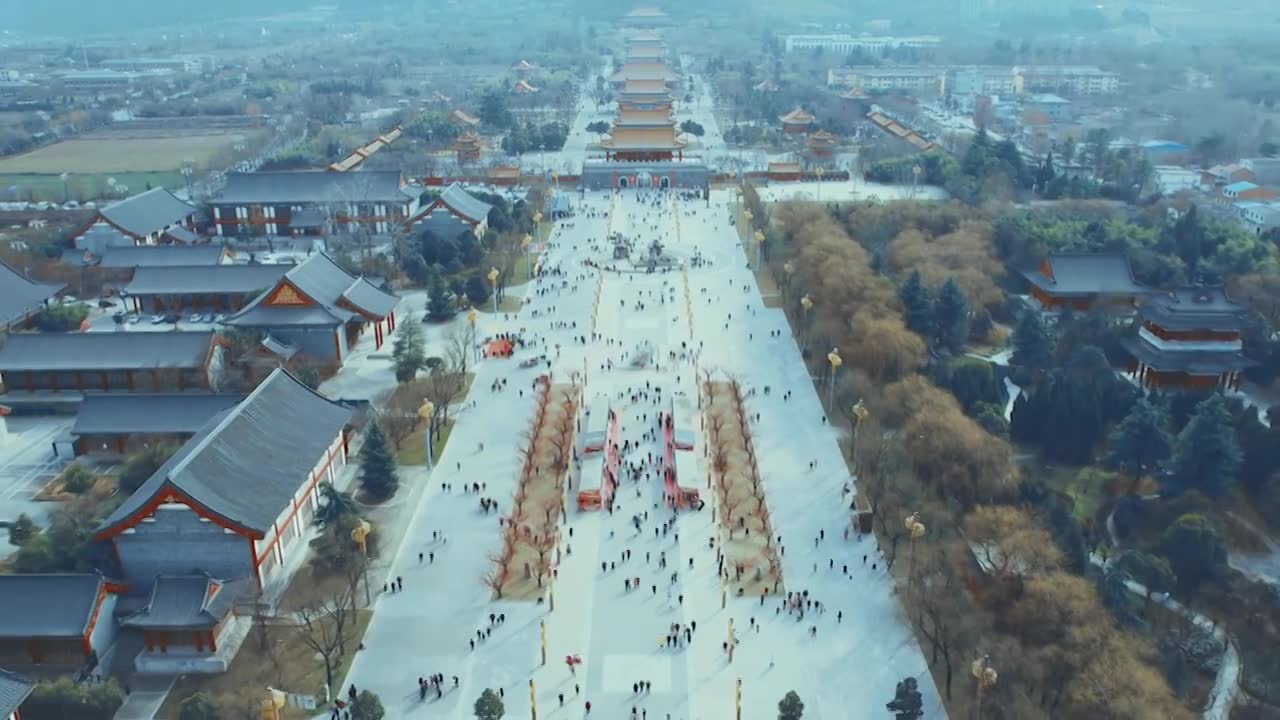 西安楼观台航拍视频素材画面1