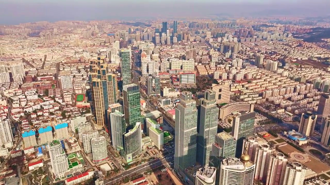 山东青岛城市风景高空航拍全景视频素材