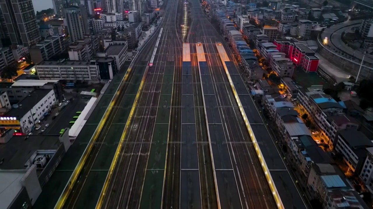 冬季广元高铁站风景航拍视频素材