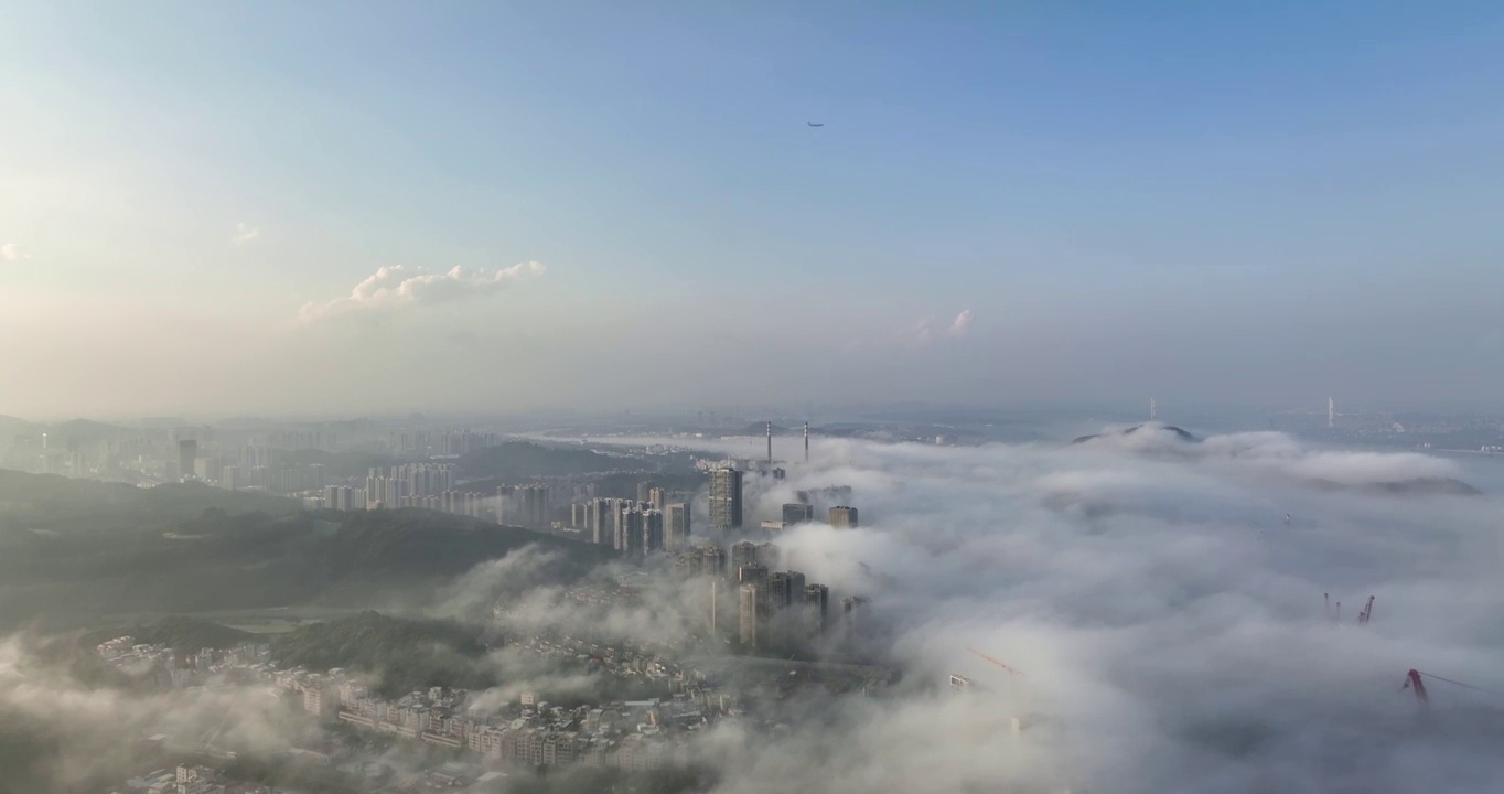 航拍广州南沙城市风光空镜头视频素材