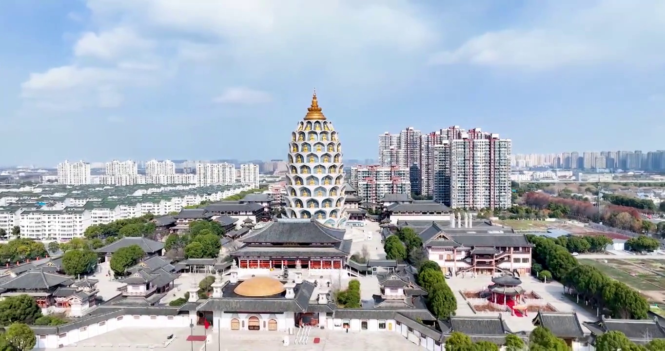 般若山常州宝林寺航拍视频素材