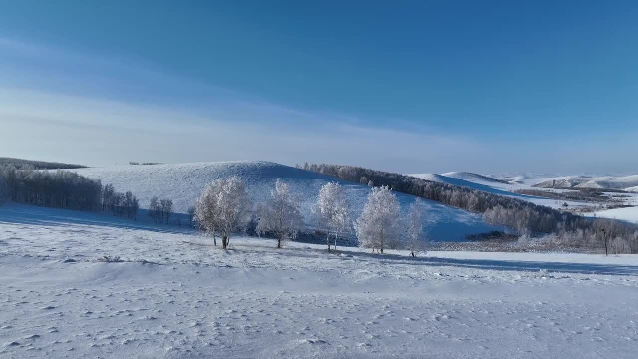 航拍呼伦贝尔雪域雪原视频素材