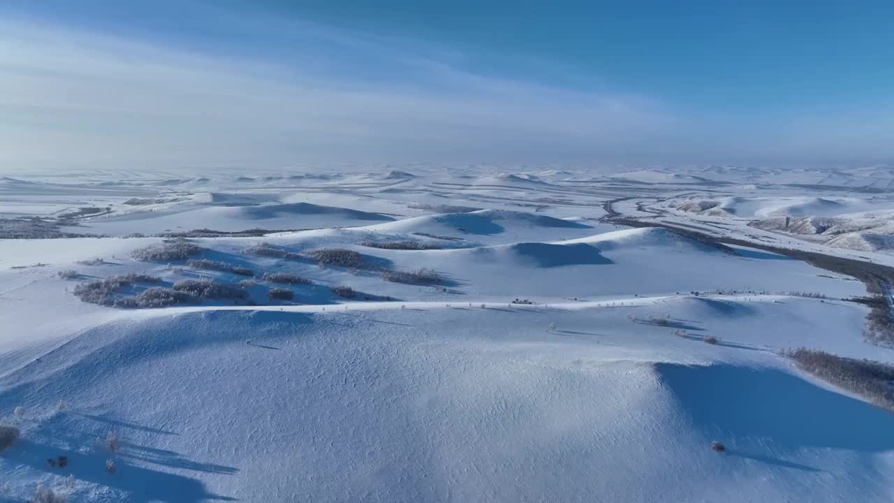 航拍呼伦贝尔雪域雪原视频素材