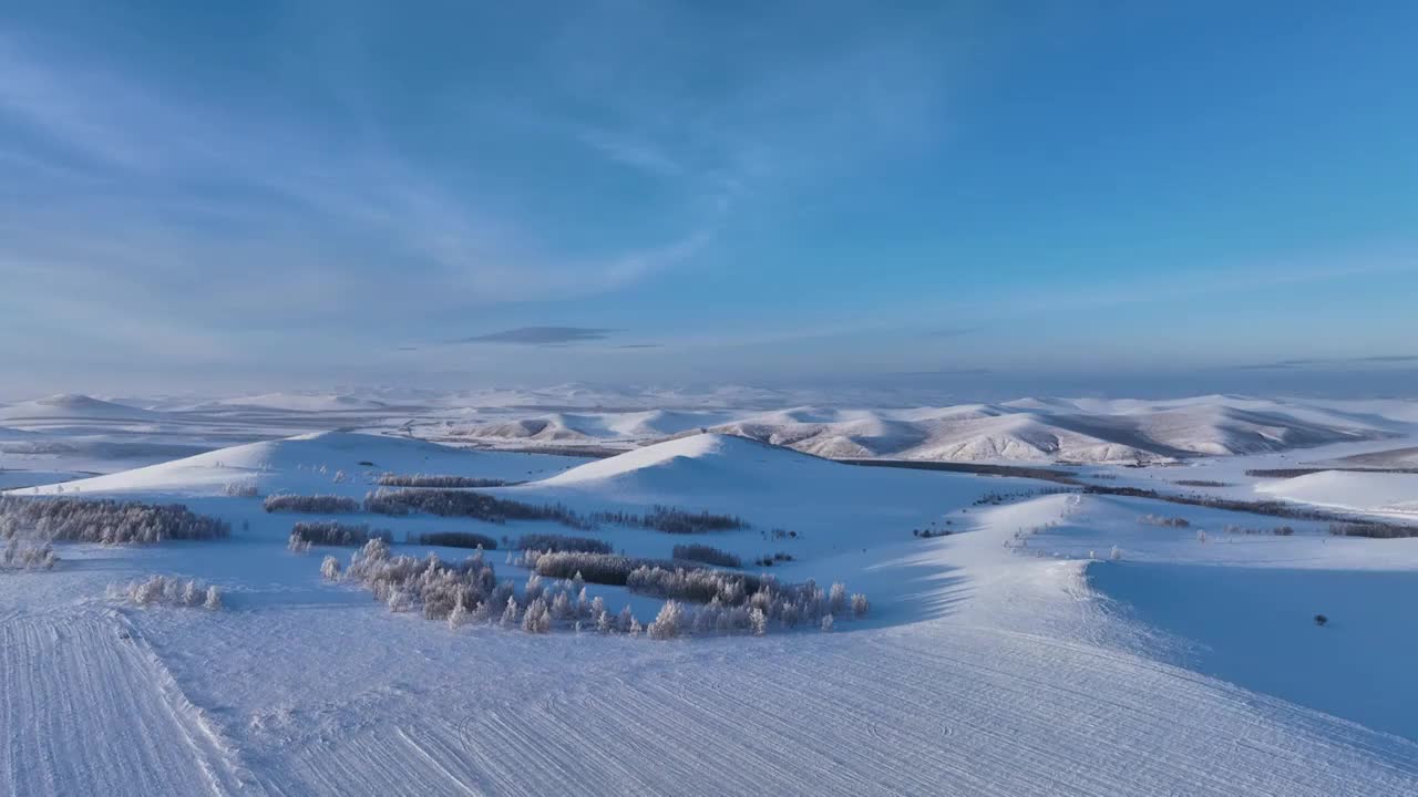 航拍呼伦贝尔雪域雪原视频素材