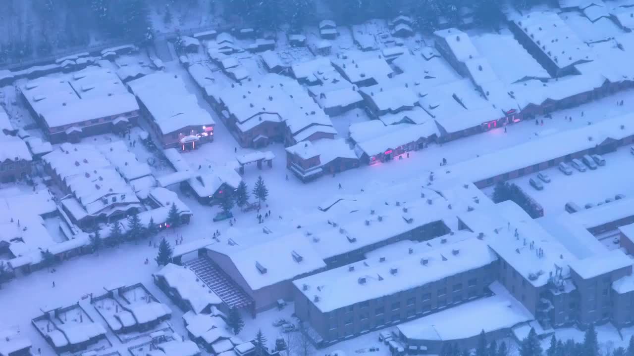 黑龙江牡丹江中国雪乡冬季美丽风景航拍视频素材