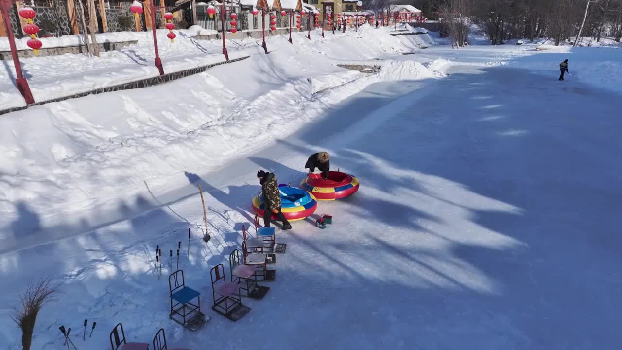 黑龙江牡丹江中国雪乡冬季美丽风景航拍视频素材