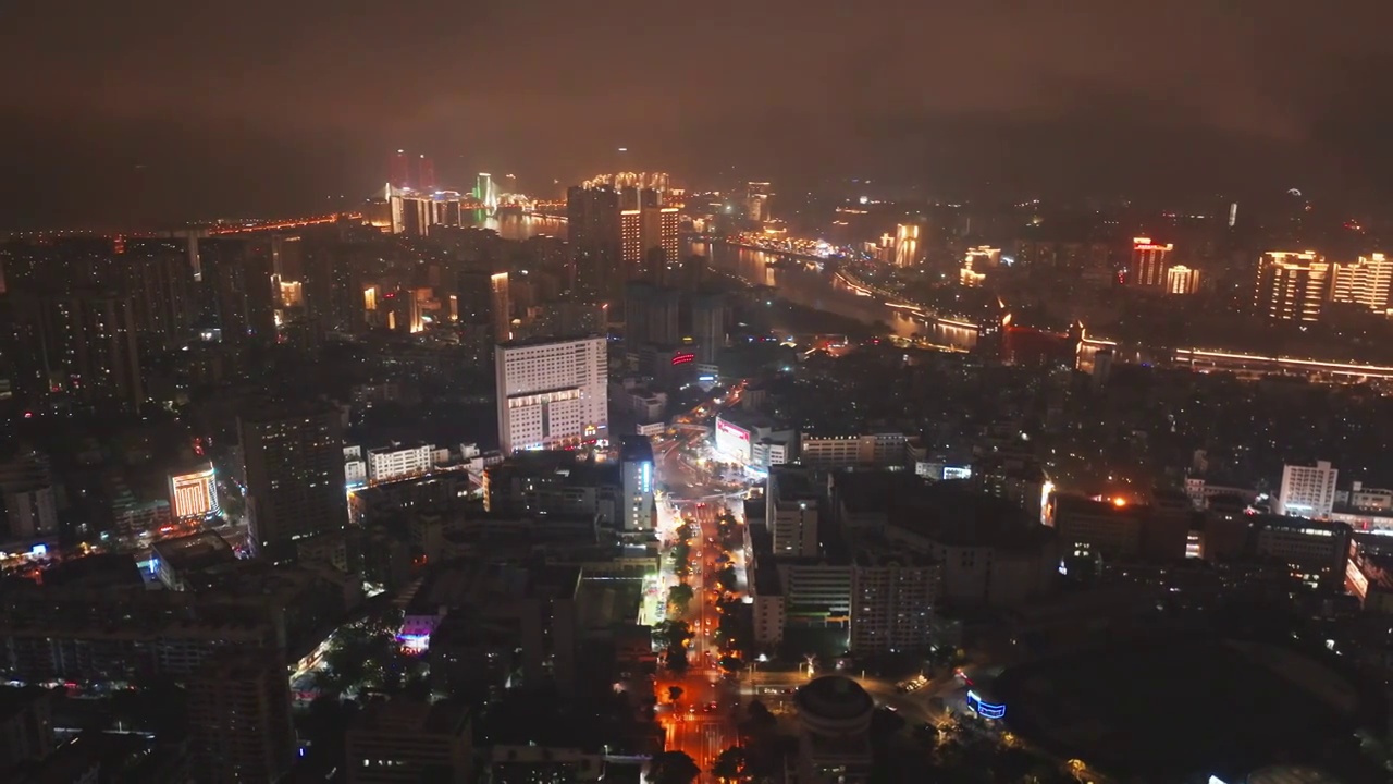 航拍海口市区夜景风光视频素材