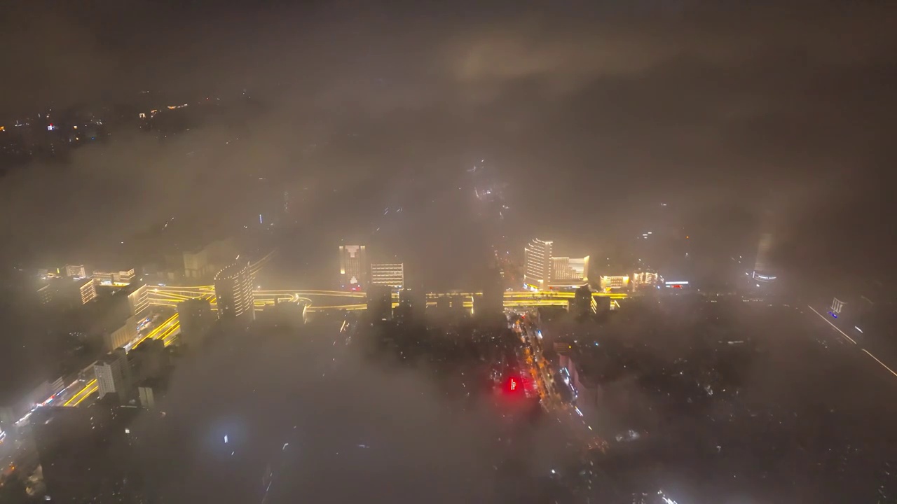 航拍海口市区夜景风光视频素材