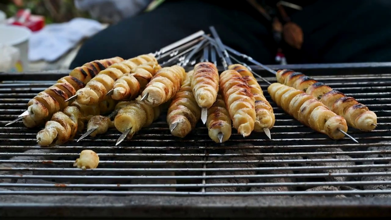 美食烧烤特写视频素材