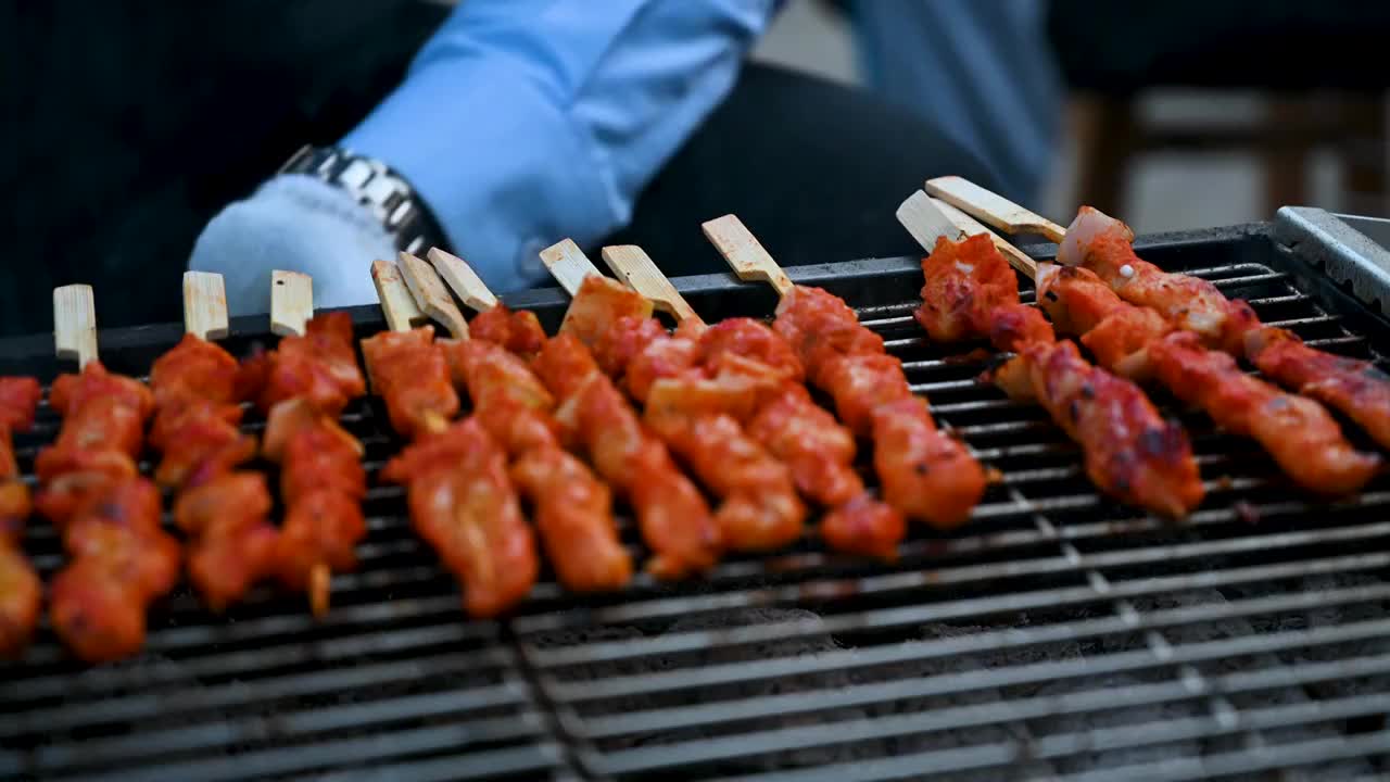 美食烧烤特写视频素材