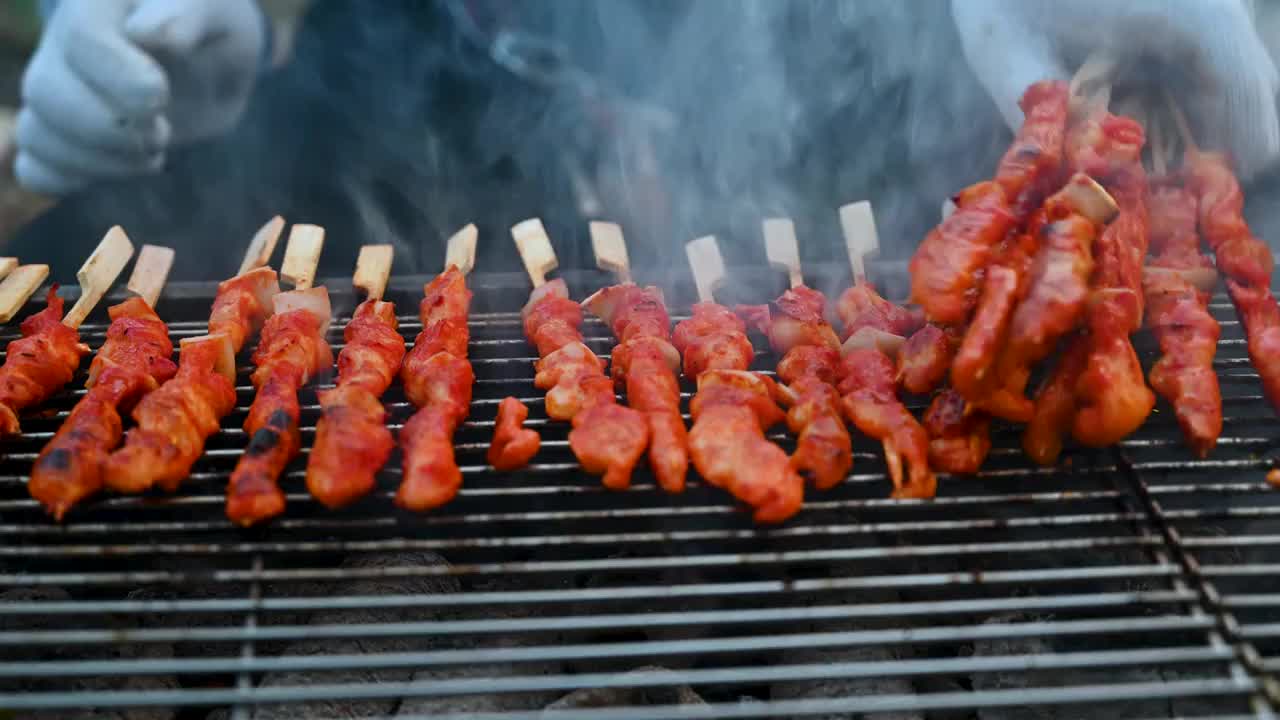 美食烧烤特写视频素材