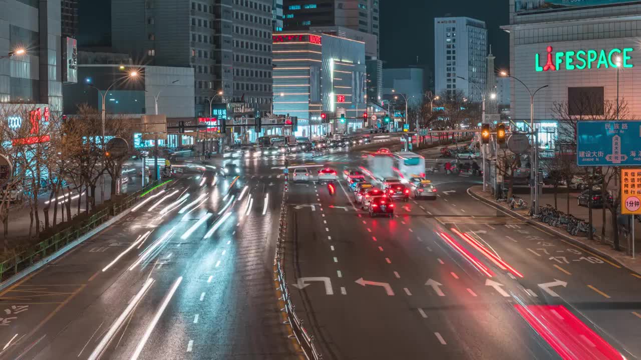 城市风光夜景延时视频素材