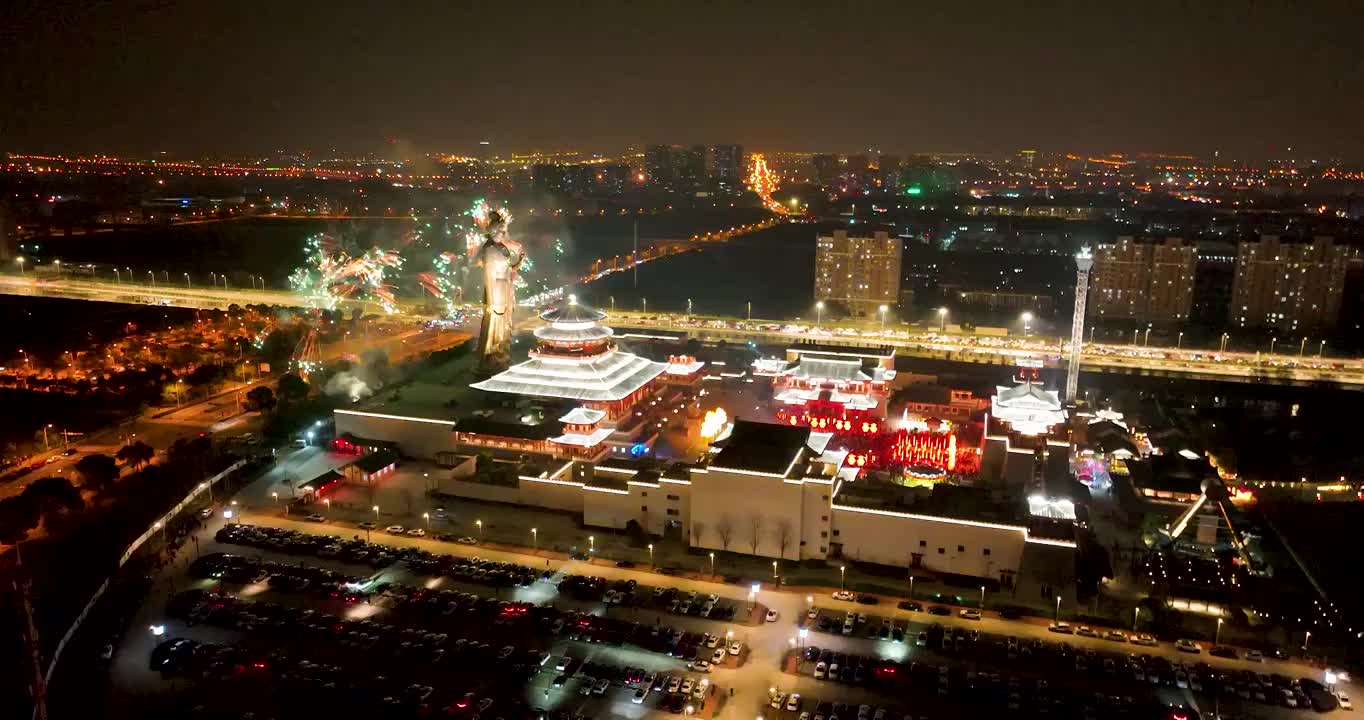 苏州华谊兄弟电影乐园节日烟花夜景视频素材