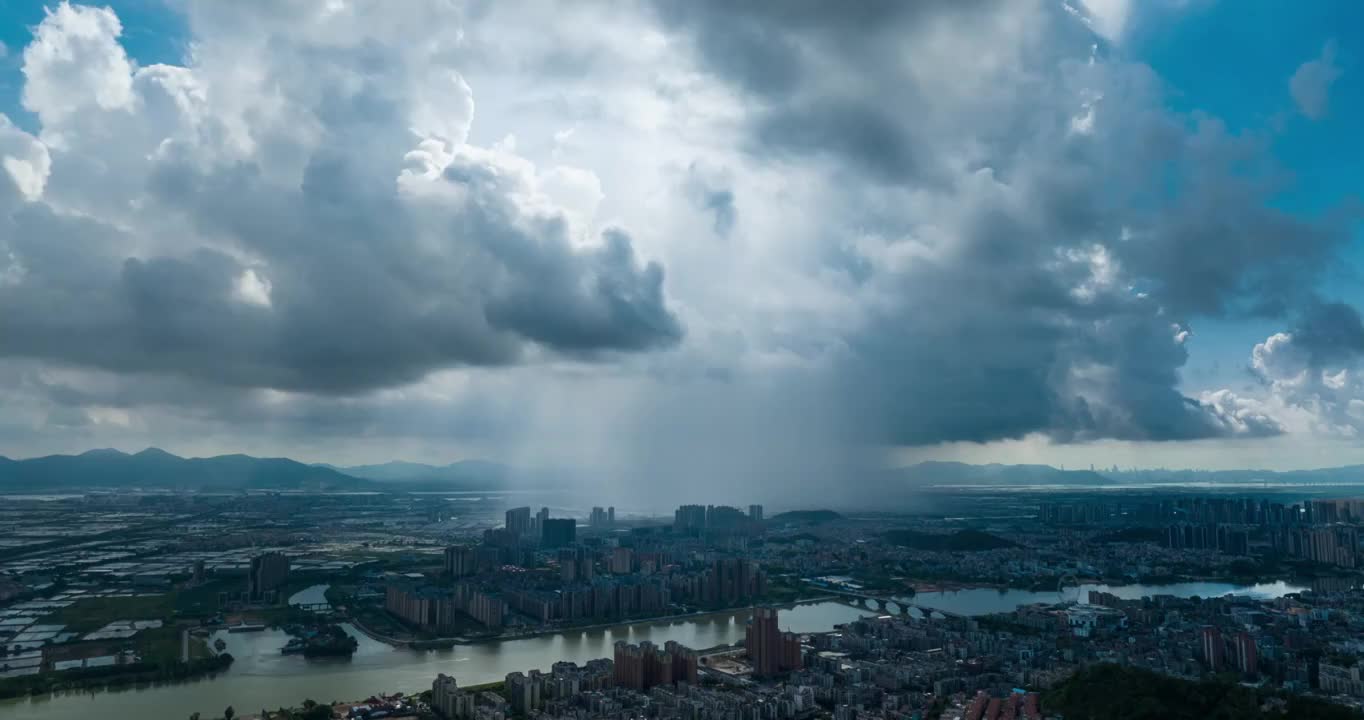 珠海斗门雨云变化航拍延时视频素材