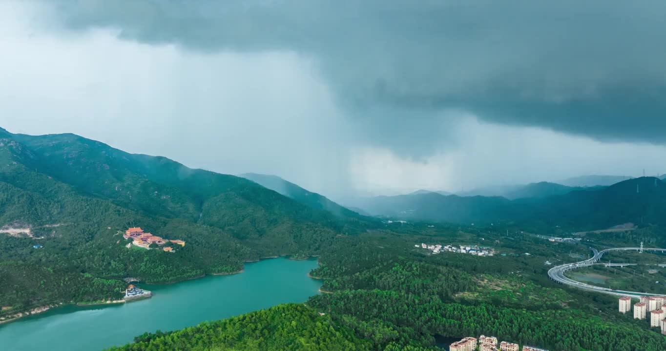 珠海斗门雨云变化航拍延时视频素材