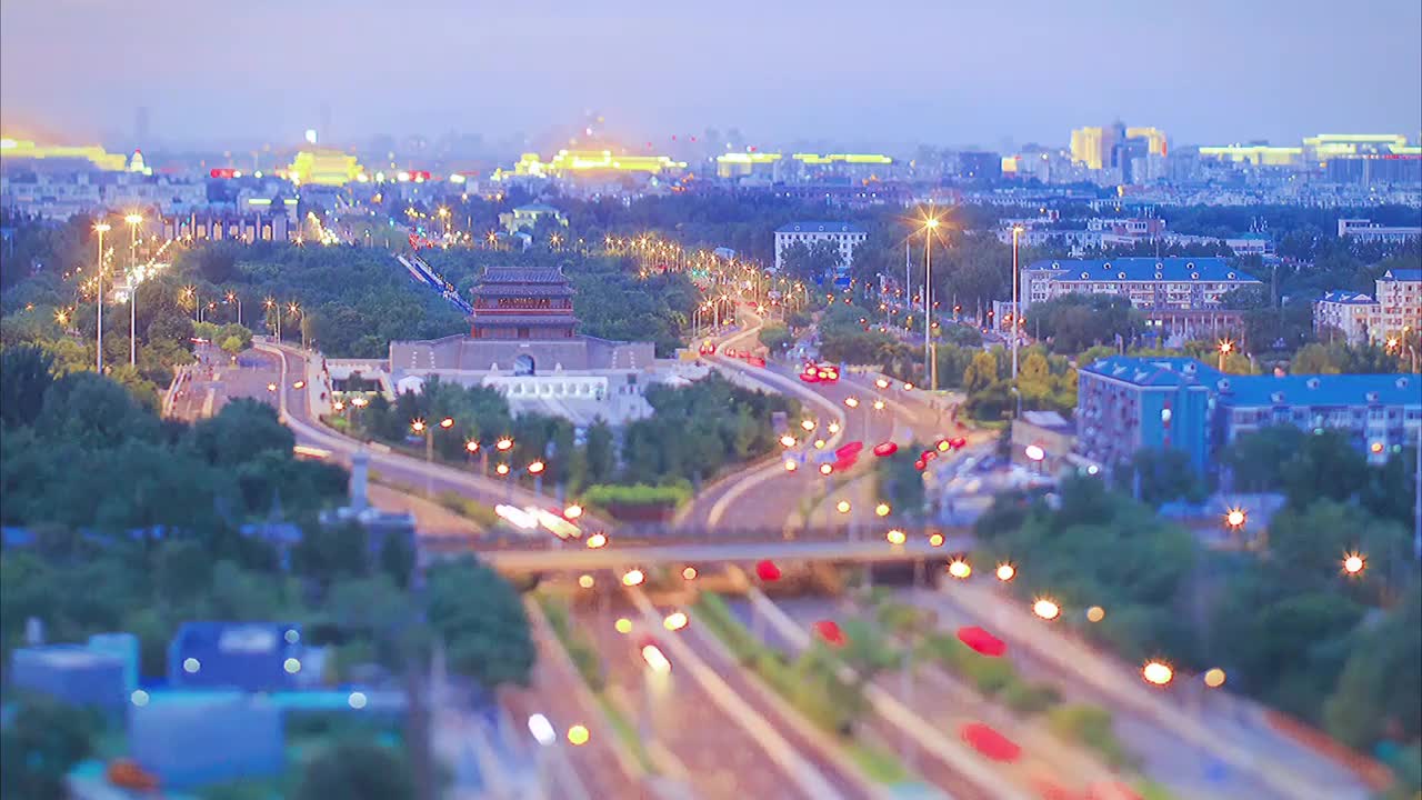 北京永定门夜景车流延时视频视频素材